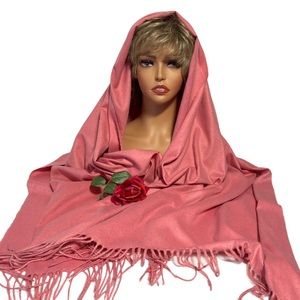 Sakkas Large Soft Silky Pashmina Shawl Wrap Scarf Stol Cozy Fringed Pink…